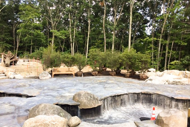 Construction of the pond in The Ramble.