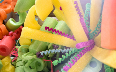 Decor for Night Lights crafted with a variety of colored pool noodles. 