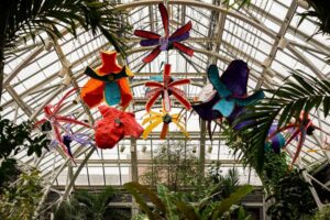 Orchid Sculptures in the Orangerie with plants.