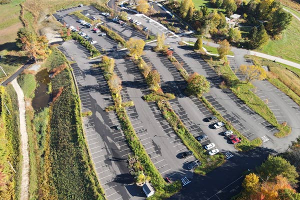 Drone image of the parking lot.