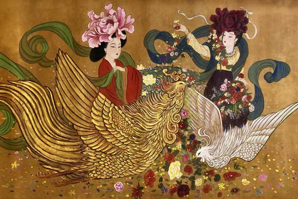 Lui and Dou watercolor, Chinese Empresses art by Xiang Li